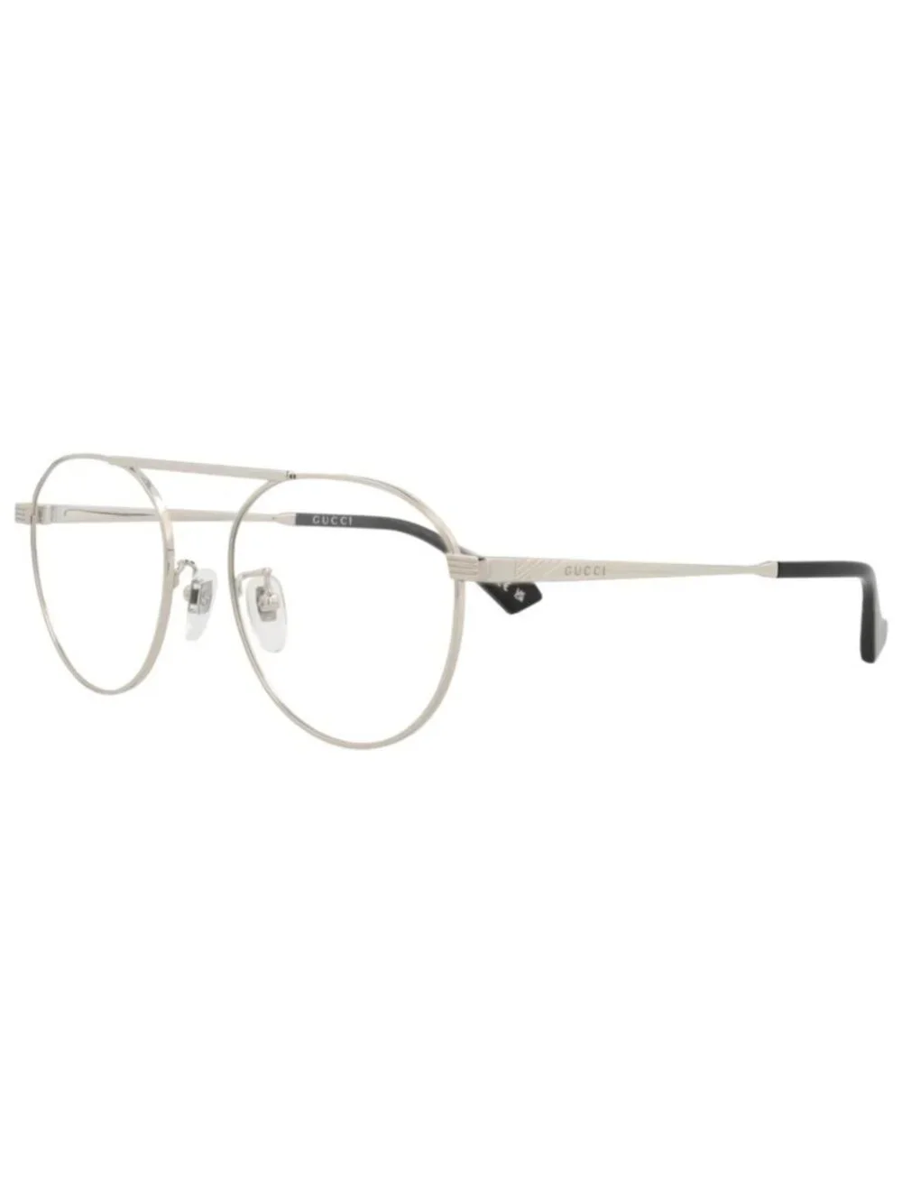 New Gucci Women's Eyeglasses Round Oval Metal Frame Mens Silver Silver